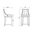 Manhattan Comfort Fifth Avenue 19" Traditional Faux Leather Upholstered Counter Stool - Cream and Dark Walnut - 2 Pack-Upholstered in Faux Leather with Foam Padding