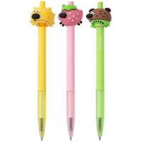 Merangue Fruit Dog Pen-Novelty pens with fruit-themed dog toppers