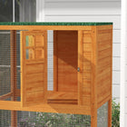 PawHut - Maison pour chat d’extérieur 36 po L avec enclos sur roues, toit en asphalte - orange-Fabriqué en bois de sapin massif et en treillis métallique pour plus de stabilité 