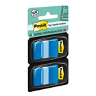 Post-it 1" x 1.7" Flags - Blue - 50 Flags/Dispenser - 2 Dispensers/Pack-1" wide flag in blue colour