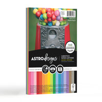 Astrodesigns 65lb Cover Paper - 4.5" W x 6.5" H - Creative Collection - 18-Colour - 72 Pack-You will receive 4 sheets each of Lime Green, Gamma Green, Celestial Blue, Periwinkle, Colonial Blue, Lilac, Wisteria (Violet), Bubble Gum, Re-Entry Red, Cosmic Orange, Orbit Orange, Yellow Orange, Solar Yellow, Pulsar Pink, Plasma Pink, Grocer Kraft, Concrete and Eclipse Black.