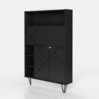 Nexera Slim Bar Cabinet - Secretary Bookcase Desk With Storage - Black-Top quality MDF, melamine and laminate finish, which is scratch, stain and water-resistant for your every day purpose. 