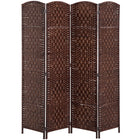 HOMCOM 4 Panels Hand-Woven Freestanding Room Divider for Home Office - Brown-Great for creating a personal space or dividing up large rooms
