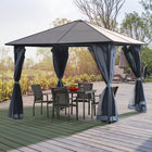 Outsunny Hardtop Polycarbonate Roof Aluminum Framed Patio Gazebo - 10' x 10' - Grey-Metal and aluminium blend frame, extra strong and sturdy to keep the gazebo upright and in place 