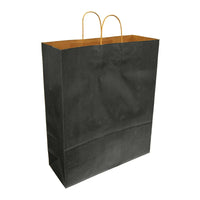 Eddie's 100% Recycled Kraft Shopper Paper Bag - 16" L x 6" W x 19" - Black - 100 Pack-16" x 6" x 19"
