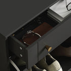 HOMCOM Narrow Shoe Cabinet with 2 Flip Drawers for Storage - Black-Colour: Black