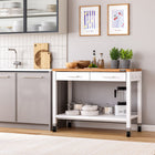 Seville Classics - Work Center Island Table - 48" L x 24" W x 36" H - White-Includes shelf and drawer mat