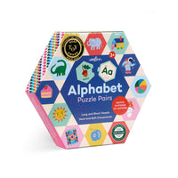 eeBoo Alphabet Hexagon Puzzle Pairs-Self-correcting hexagon-shaped puzzle pieces allow children to test and explore their knowledge of the alphabet and the sounds its letters stand for