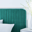 Modway Celine Channel Tufted Performance Velvet Twin Platform Bed - Teal-Assembly Required