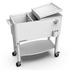 Permasteel 80 qt Rolling Patio Cooler with Divider & Shelf - White-Bottom shelf for additional storage 