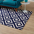 Modway - Alika Treillis en diamant abstrait Tapis de comédie 8 pi l x 10 pi L - Ivoire et Marine-Protéger les planchers de la circulation ou des meubles