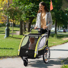 Aosom - Remorque de vélo 2 places pour enfants 2-en-1 poussette double pour bébé - jaune-Comprend plusieurs portes et fenêtres en filet zippées pour la ventilation 