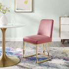 Modway Amplify Sled Base Performance Velvet Dining Side Chair - Gold/Dusty Rose-Stain-Resistant Fabric