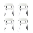 Manhattan Comfort Belle 22.4" Modern Textured Leatherette Upholstered Dining Chair - White - Set of 4-Modern Dining Chair for Dining Room and Task Use. Set of 4