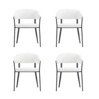 Manhattan Comfort Belle 22.4" Modern Textured Leatherette Upholstered Dining Chair - White - Set of 4-Modern Dining Chair for Dining Room and Task Use. Set of 4