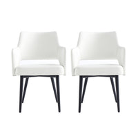 Manhattan Comfort Tremont 22.8" Modern Leatherette Upholstered Dining Arm Chair - White - Set of 2-Modern Dining Arm Chair for Dining Room and Task Use. Set of 2