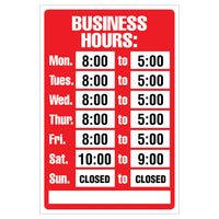 Cosco Business Hours Sign Kit with Cling Numbers - 5.25" x 6"-This business hours sign kit includes reusable cling numbers and letters for easy customization of store hours and messages