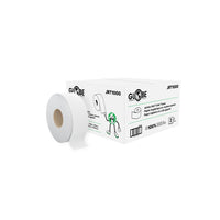 Globe Commercial JRT1000 Jumbo Roll Toilet Tissue - 2 Ply - White - 1000'/Pack - 12 Pack-Core Diameter of 3.3” and total roll diameter of 8.66”