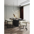 Manhattan Comfort - Chaise de salle à manger moderne Corso 26,38 po en similicuir crème-Structure métallique géométrique parallèle et pieds en noir