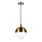 Hudson&Canal - Suspension Orb de 25,4 cm de large avec abat-jour en verre - Laiton/blanc lait-Design moderne et contemporain pour votre entrée, votre foyer ou votre cuisine