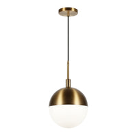 Hudson&Canal - Suspension Orb de 25,4 cm de large avec abat-jour en verre - Laiton/blanc lait-Design moderne et contemporain pour votre entrée, votre foyer ou votre cuisine