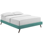 Modway Loryn Fabric King Bed Frame with Round Splayed Legs - Teal-Ten Wood Support Slats