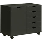 HOMCOM - Classeur latéral avec 5 tiroirs et étagère réglable - noir-Large surface supérieure permet d'accueillir des imprimantes et des scanners pour un accès pratique 