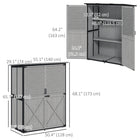 Outsunny - Meuble de rangement d'extérieur en bois avec 2 étagères - Gris-Deux étagères réglables permettent de ranger les outils de jardin et le matériel de piscine 