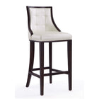 Manhattan Comfort - Tabouret de bar Fifth Avenue 19" traditionnel rembourré en similicuir - blanc perle et noyer - lot de 2-Coutures rectangulaires raffinées