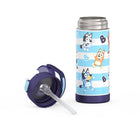 Thermos - Bouteille d'eau isotherme FUNtainer en acier inoxydable - 410 ml - Bleu-La poignée de transport intégrée offre une prise en main facile et peut être rabattue lorsqu'elle n'est pas utilisée.