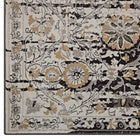 Modway - Ganesa Treillis floral en diamant vieilli Tapis de comédie 8 pi l x 10 pi L - Noir et beige-Résistant aux taches / Facile à nettoyer