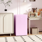 HOMCOM Mini Fridge with Freezer and Reversible Door - Pink-Cools quickly and quietly with a low-energy consumption compressor