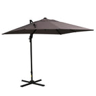Outsunny 8' L x 8' W Square Patio Hanging Offset Umbrella with 360° Rotation - Light Brown-This patio offset umbrella features a stylish design and crank system for easy shade adjustment  