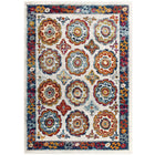 Modway Entourage Odile Distressed Floral Moroccan Trellis Area Rug - 5 ft W x 8 ft L - Ivory Blue Red Orange Yellow-Distressed Vintage Floral Moroccan Trellis Area Rug