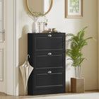 HOMCOM Narrow Shoe Cabinet with 3 Flip Drawers for Entryway - Black-Assembly required