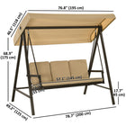 Outsunny 3-Seater Patio Swing Chair with Adjustable Canopy - Removable Cushions & Steel Frame-Cushion cover can be removed for easy cleaning
