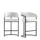 Manhattan Comfort - Augusta tabouret de comptoir moderne en similicuir rembourré 22,8" - blanc - lot de 2-Tabouret de comptoir moderne avec dossier, parfait pour une utilisation au bar et dans la cuisine