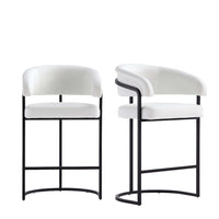 Manhattan Comfort - Augusta tabouret de comptoir moderne en similicuir rembourré 22,8" - blanc - lot de 2-Tabouret de comptoir moderne avec dossier, parfait pour une utilisation au bar et dans la cuisine