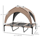 PawHut Elevated Cooling Dog Cot Bed with Canopy for Large Dogs - Coffee-Includes travel bag for convenient portability and storage 