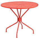 Table de jardin ronde de 35,25 po en acier, et 4 chaises au dossier rond, intérieur/extérieur, corail [CO-35RD-03CHR4-RED-GG]-Pour l’intérieur ou l’extérieur