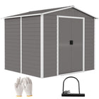 Outsunny Outdoor Storage Shed Garden Shed with Lock - 8' x 7' - Light Grey-Functions as a tool shed, bike shed, generator shed, or lawn mower storage 