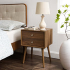Modway Ember Wood Nightstand With USB Ports - Walnut-MDF and Wood Grain Veneer