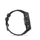 Garmin - fēnix 8 – 51 mm, saphir AMOLED, titane DLC gris carbone avec bracelet en silicone noir/gris galet-Naviguez en extérieur avec une précision de positionnement supérieure, grâce au GPS multibande doté de la technologie SatIQ™ et aux capteurs intégrés pour boussole à 3 axes, gyroscope et altimètre barométrique