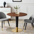 Modway Zinque 36" Dining Table - Gold Walnut-Walnut Veneer Tabletop