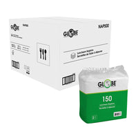 Globe Commercial - Serviettes de table NAP500 - Pliées en 4 - 30,5 x 30,5 cm - Blanches - 150 serviettes/paquet - Paquet de 12-Solide et absorbant