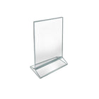 Azar - Porte-cartes de bureau/comptoir à chargement supérieur/latéral en acrylique - Transparent - Paquet de 10 (152792-SLV-10PK)-Bordure argentée