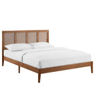 Modway Sirocco Rattan and Wood King Platform Bed - Walnut-Assembly Required