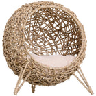 PawHut - Maison pour chat en rotin, lit pour animal surélevé pour chats d’intérieur - bois naturel-L’osier en rotin apporte un style classique à votre intérieur 