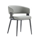Manhattan Comfort Luce 22" Modern Textured Leatherette Upholstered Dining Chair - Stone Grey - Set of 2-Plush, Foam-Filled Seat for Lasting Comfort