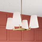 Modway Mercer 4-Light Pendant Light - White/Satin Brass-Height-Adjustable Rods